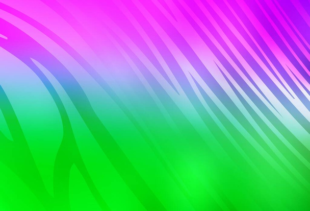 Rosa claro, fondo vectorial verde con líneas irónicas. Una ilustración abstracta circunfleja con gradiente. Patrón para su diseño. - Vector, imagen