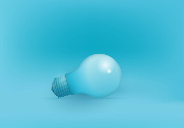 Kreatív ötlet, Inspiráció, Új ötlet és Innovációs koncepció vektor villanykörtével kék alapon. villanykörte élénk kék háttér pasztell színekben. Minimalista koncepció, üzleti ötlet. - Vektor, kép