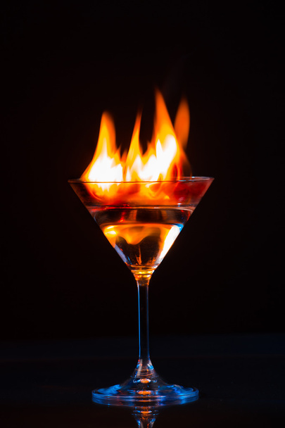 colourful coctail on fire - Фото, изображение