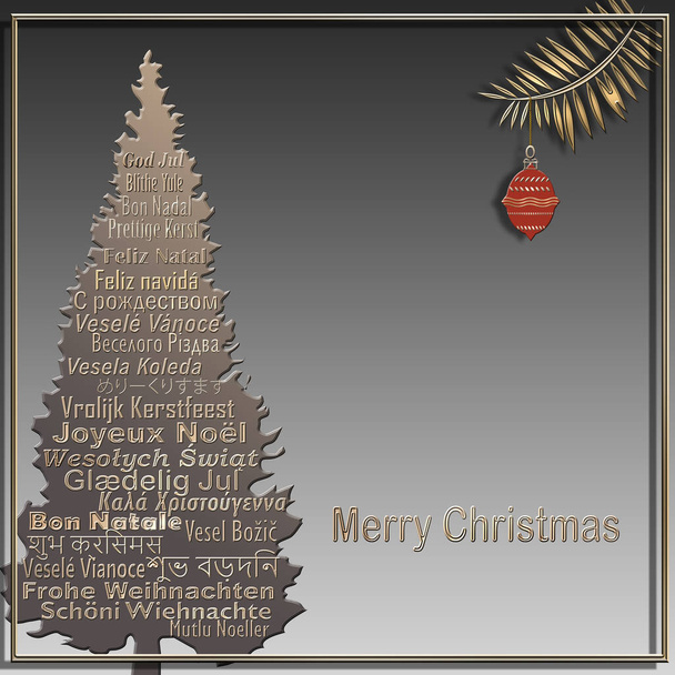 Χαρούμενα Χριστούγεννα ευχετήρια κάρτα σε διάφορες γλώσσες - Φωτογραφία, εικόνα