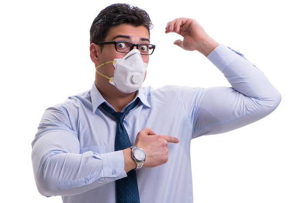 Empresário suando excessivamente cheirando mal isolado em branco - Foto, Imagem