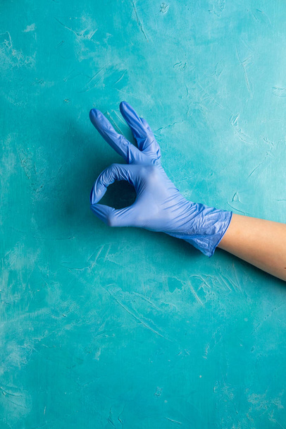 covid-19 prevention pandemic hygiene hand gloves - Foto, Imagem