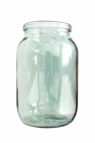 Empty glass jar isolated on a white background  - Photo, Image