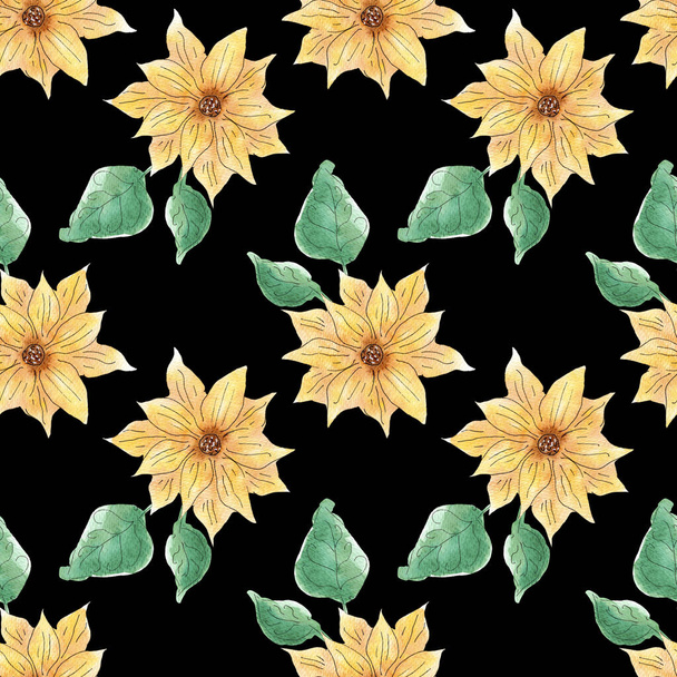 Seamless watercolor floral pattern design. - 写真・画像