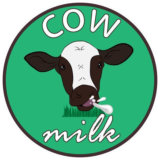 graphisme conception cercle logo tête de vache et vache texte vecteur illustration - Vecteur, image