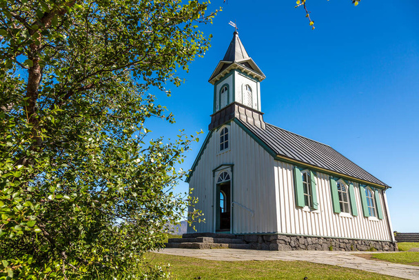 Thingvellir church in Iceland on a sunny day - Photo, Image