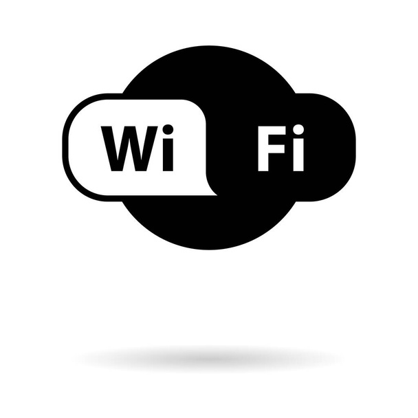 Wi-Fi無料インターネット、シャドウベクトル付きのWeb WiFi信号。白い背景に隔離されたモバイルウェブサイト接続 . - ベクター画像