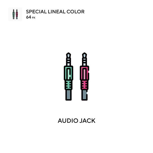 Звуковий джек Спеціальний лінійний колір вектор піктограми. Значки аудіороз'єднання для вашого бізнес-проекту
 - Вектор, зображення