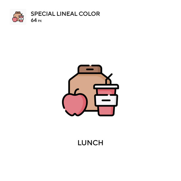 Lunch Spezielles lineares Farbvektorsymbol. Mittagessen-Symbole für Ihr Geschäftsprojekt - Vektor, Bild