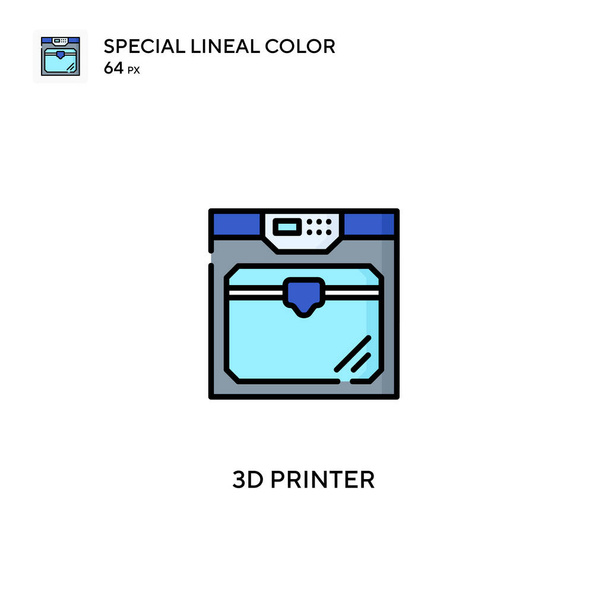 3D nyomtató Speciális lineáris színvektor ikon. 3D nyomtató ikonok az üzleti projektjéhez - Vektor, kép