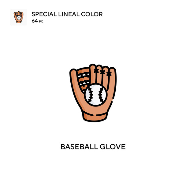 Beyzbol eldiveni özel doğrusal renk vektör simgesi. İş projeniz için beyzbol eldiveni simgeleri - Vektör, Görsel