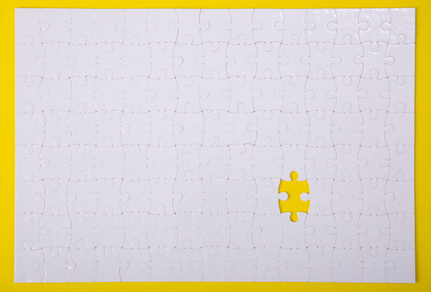 White jigsaw puzzle pattern background. jigsaw puzzle - Photo, Image