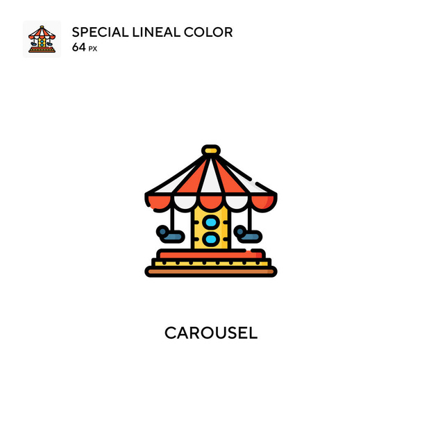 Carrusel Icono especial de vector de color lineal. Iconos de carrusel para su proyecto empresarial - Vector, Imagen