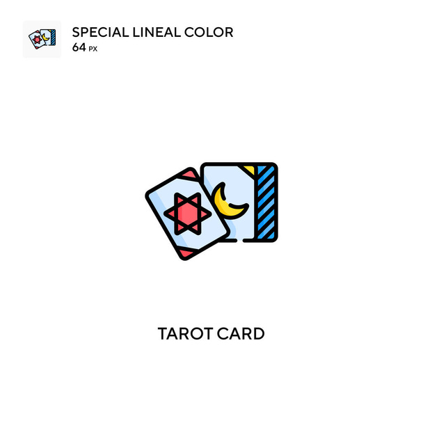 タロットカード特殊線型カラーベクトルアイコン。ビジネスプロジェクトのタロットカードアイコン - ベクター画像