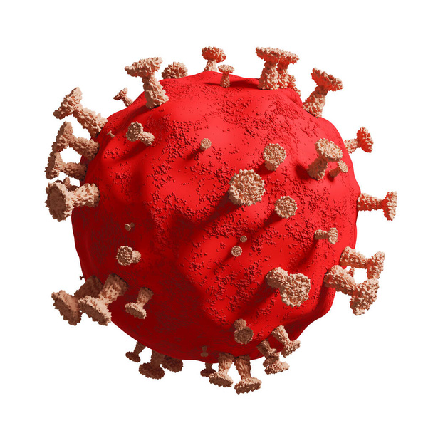 Coronavirus o Covid-19 aislados sobre fondo blanco 3D Render - Foto, Imagen