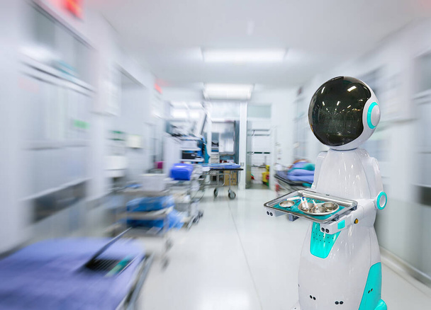 Send medical equipment robot technology in hospital - Foto, Imagem