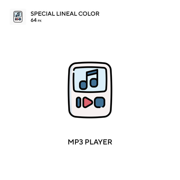 MP3プレーヤー特殊線型カラーベクトルアイコン。ビジネスプロジェクトのMp3プレーヤーアイコン - ベクター画像