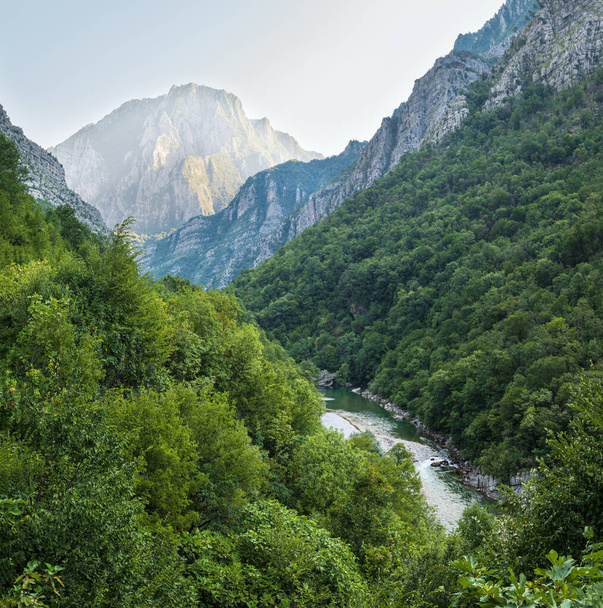 The Moraca River Canyon Platije is one of the most picturesque canyons in Montenegro. Summer mountain dusk travel and nature beauty scene. - Fotografie, Obrázek