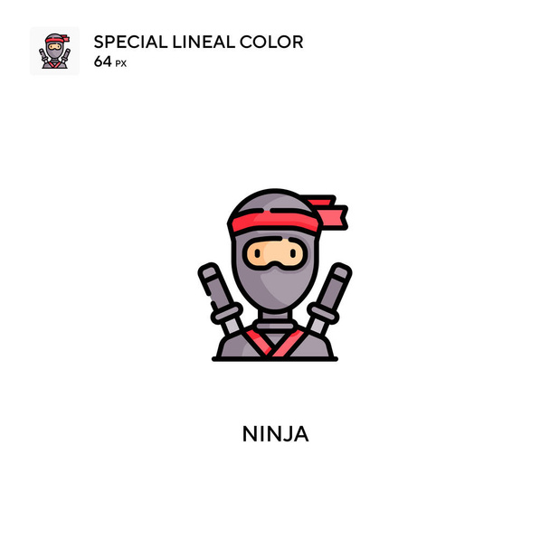 Ninja Özel Doğrusal Renk Vektörü simgesi. İş projeniz için ninja simgeleri - Vektör, Görsel
