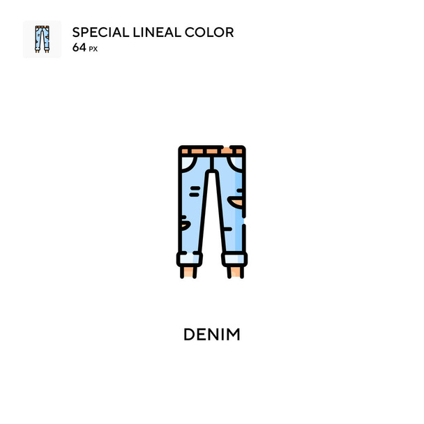 Denim Icono especial de vector de color lineal. Iconos de mezclilla para tu proyecto empresarial - Vector, Imagen