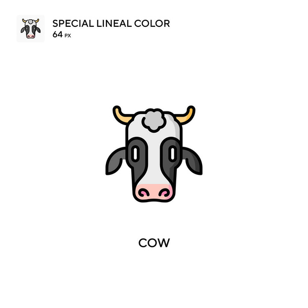 牛の特別な線形カラーベクトルアイコン。あなたのビジネスプロジェクトの牛のアイコン - ベクター画像