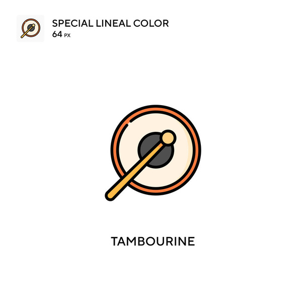 Tambourine Speciale lijnkleur vector icoon. Tambourine iconen voor uw business project - Vector, afbeelding