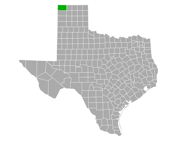 Map of Dallam in Texas - Vector, Image