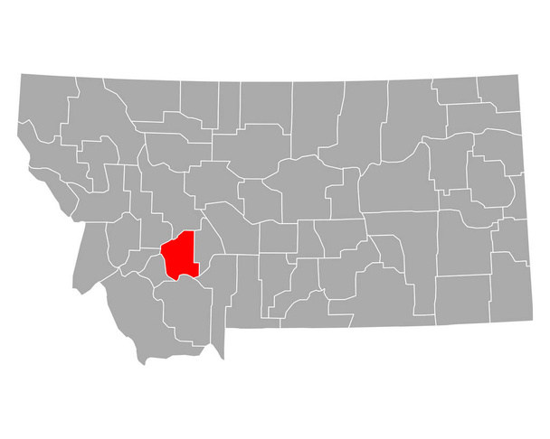 Mapa Jeffersona v Montaně - Vektor, obrázek