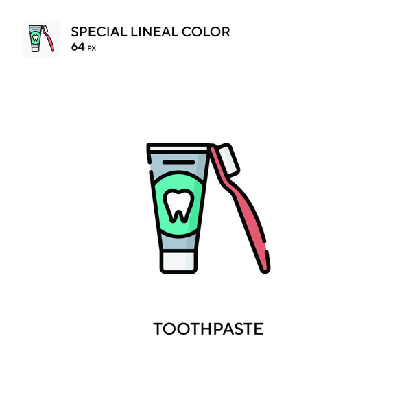 歯のペースト特殊線型カラーベクトルアイコン。ビジネスプロジェクトの歯磨き粉アイコン - ベクター画像