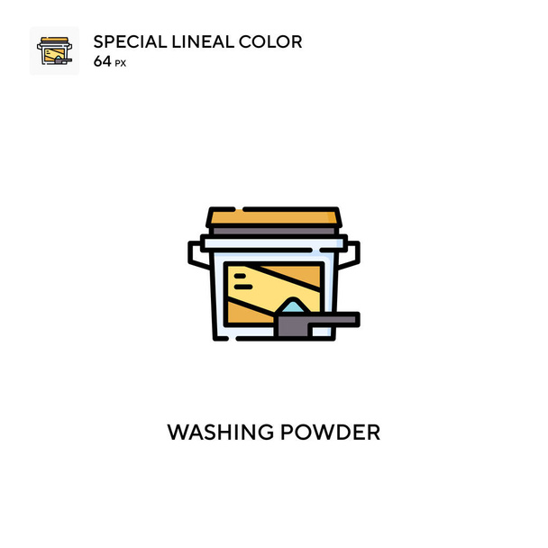 Poudre à laver Icône vectorielle de couleur linéaire spéciale. Lavez les icônes de poudre pour votre projet d'entreprise - Vecteur, image