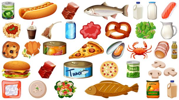 Set of food isolated illustration - Vector, Image