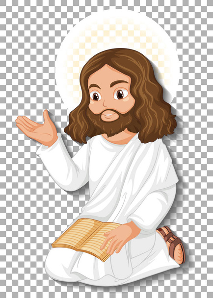 Ilustración aislada del personaje de dibujos animados de Jesús - Vector, Imagen