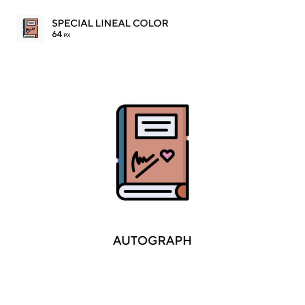Icono de vector de color lineal especial autógrafo. Iconos de autógrafos para su proyecto empresarial - Vector, Imagen