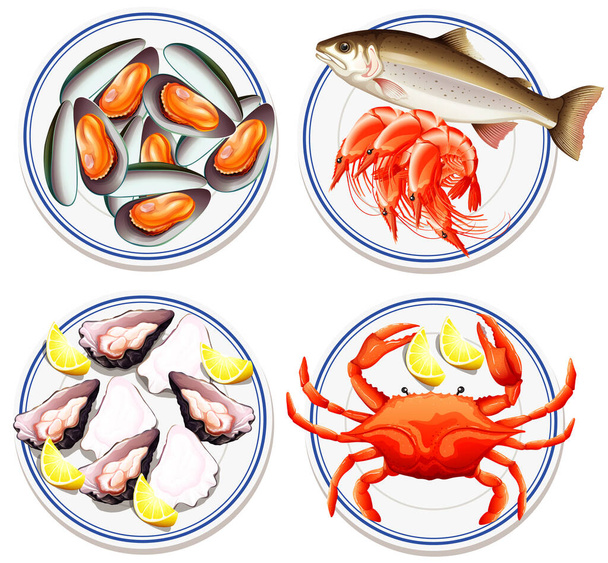 Aerial view of food on plate illustration - Vector, Image