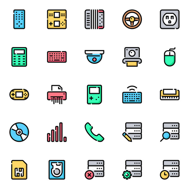 Filled color outline icons for devices. - Vector, Image