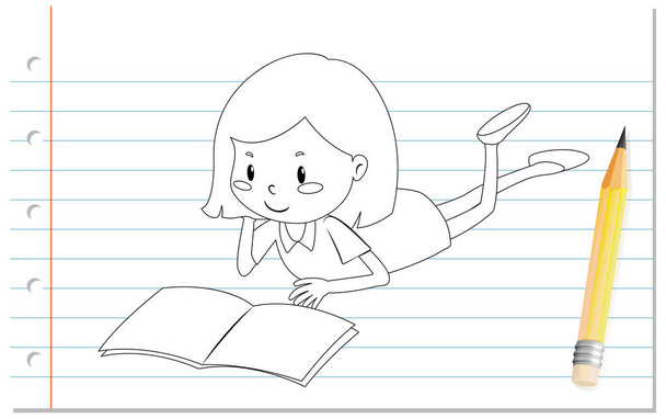 Ручное написание иллюстраций к книгам для девочек - Вектор,изображение