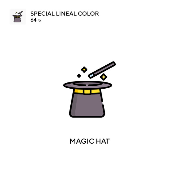 Магічний капелюх спеціальний лінійний колір вектор значок. Чарівні піктограми капелюхів для вашого бізнес-проекту
 - Вектор, зображення