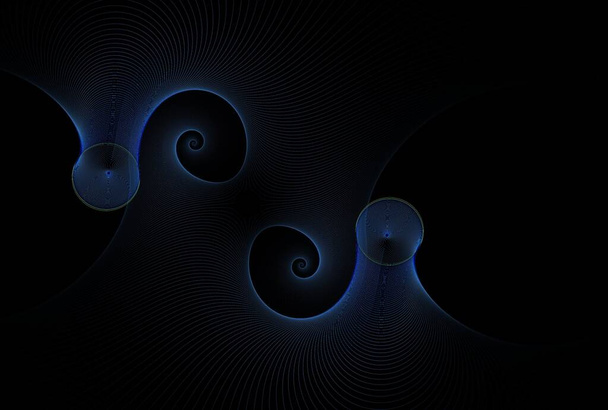 abstrakter Hintergrund mit weißen und schwarzen fraktalen Spiralen - Foto, Bild
