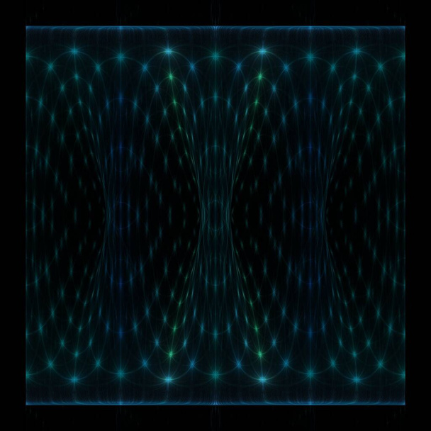 lignes géométriques colonnes lumineuses avec étoilesimage fractale numérique sur fond noir - Photo, image