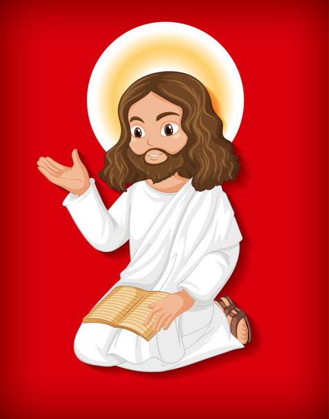 Ilustración aislada del personaje de dibujos animados de Jesús - Vector, imagen
