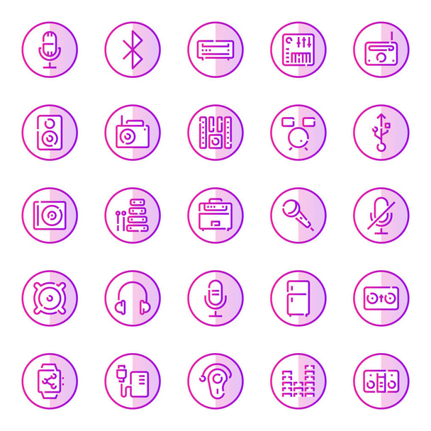 Gradient color outline icons for devices. - Vector, Image