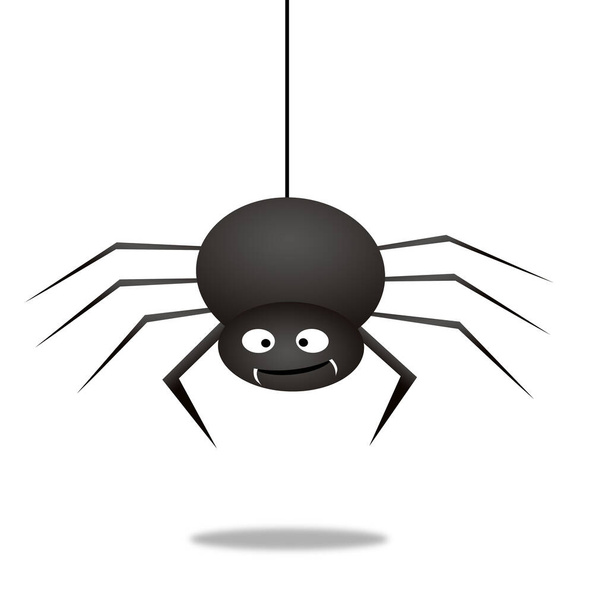 black spider Happy Halloween on white background , illustration concept - Photo, image