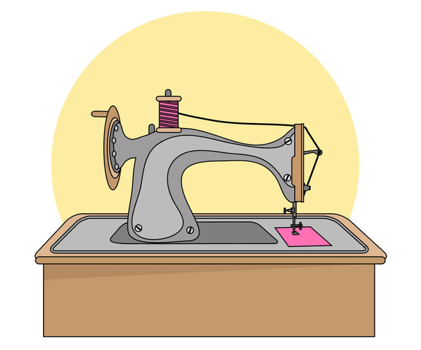 Una máquina de coser sobre un fondo claro. Dibujos animados. Ilustración vectorial. - Vector, imagen