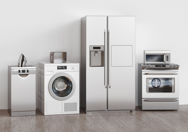 Eletrodomésticos de cozinha, renderização 3d. Conceito de assistência
 - Foto, Imagem