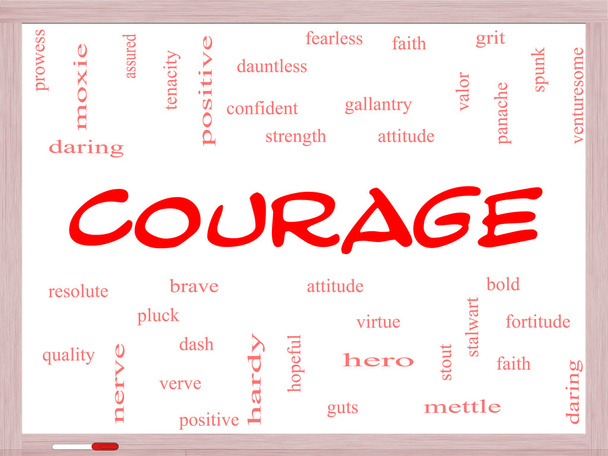Courage Word Cloud Concept on a Whiteboard - Photo, Image