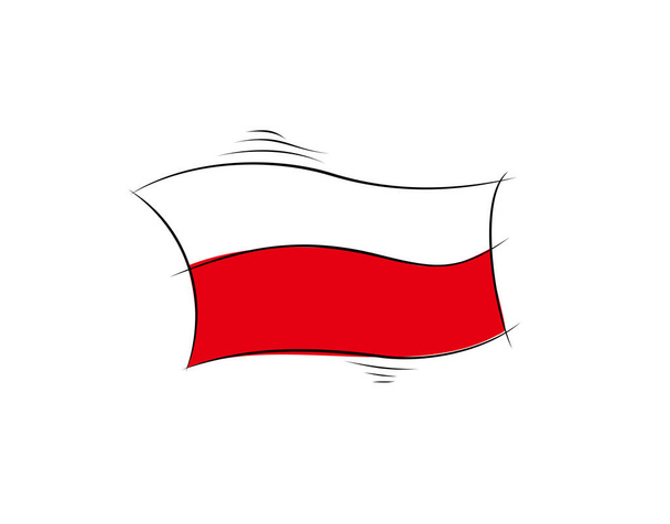 Polsko Vlajka na bílém pozadí na vektorové ilustraci - Vektor, obrázek