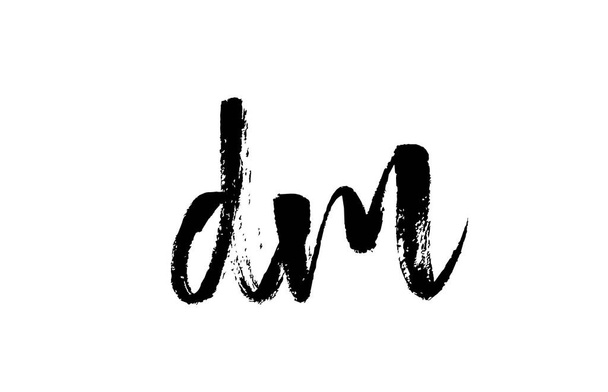DM D M alphabet letter logo icon combination. Grunge handwritten vintage design. Black white color for company and business - Вектор,изображение