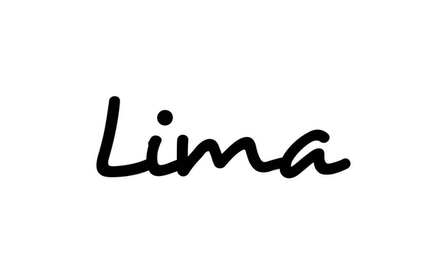 Lima city handwritten text word hand lettering. Calligraphy text. Typography in black color - Vector, imagen