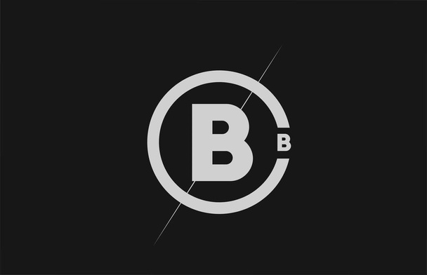 alphabet B letter logo icon. Black white simple line and circle design for company identity - Vektör, Görsel