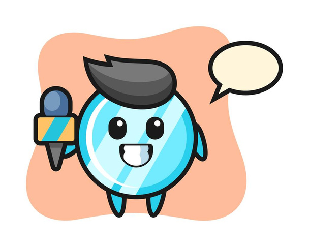 Character mascot of mirror as a news reporter - Vector, Image